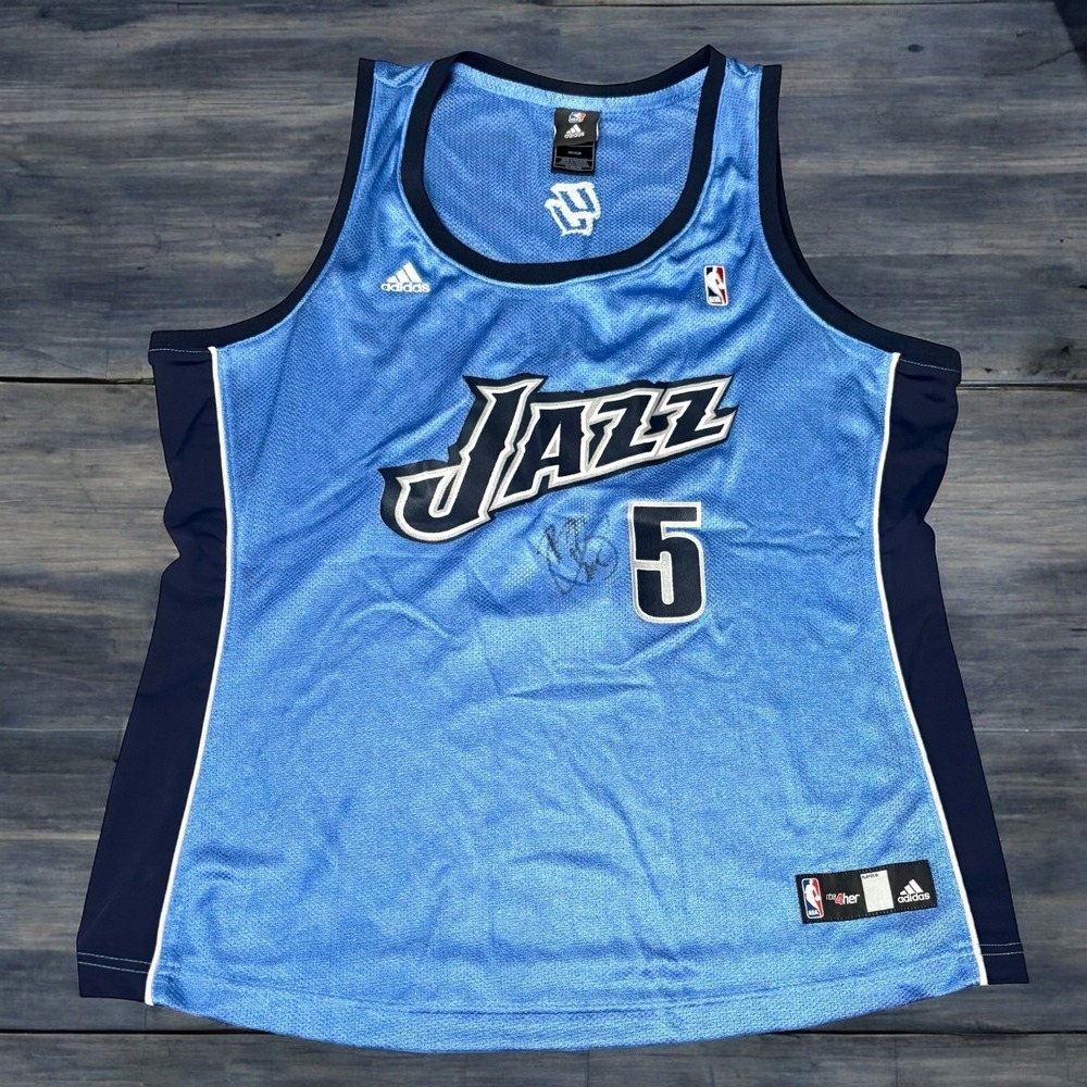 Utah Jazz Authentic Carlos Boozer #5 NBA Basketball Jersey Signed Women's XL